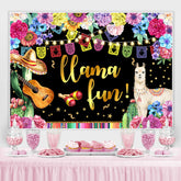 Blumen Und Funkeln Lama Spaß Glücklich Geburtstag Hintergrund